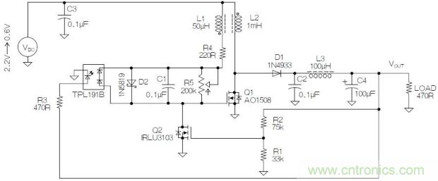 圖2：基于MOSFET的焦耳小偷電路。